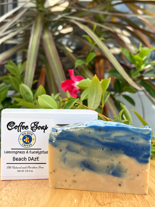 Big Kick Coffee Soap-Lemongrass & Eucalyptus Beach Daze